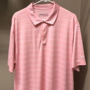 Pink and white striped Nike Golf Polo Shirt